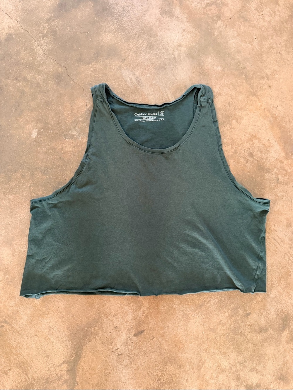 Outdoor Voices Forest Green Cropped Tank Top XL 100% Cotton
